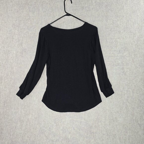 Chicos Black Long Sleeve Top With Ruched Cuffs - Picture 2 of 7